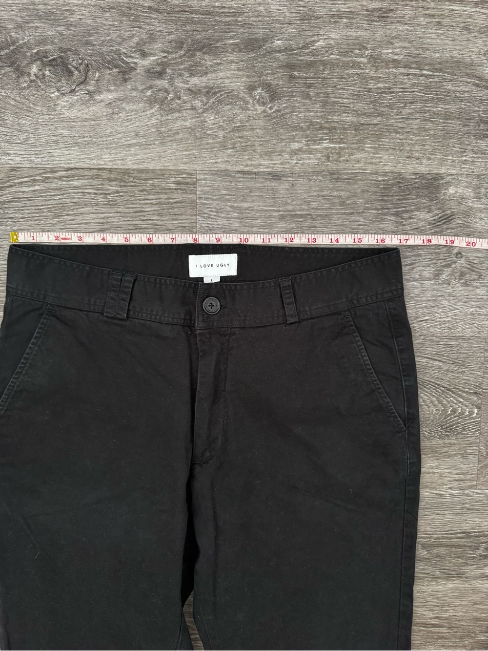 I Love Ugly Men's Black Chino Cropped Pants - Picture 7 of 8